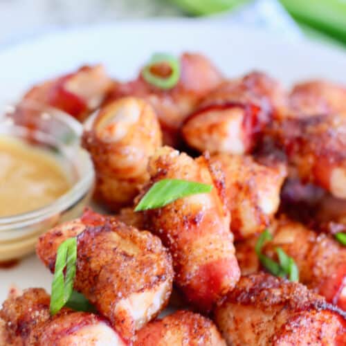 Bacon Wrapped Chicken Bites - Laughing Spatula