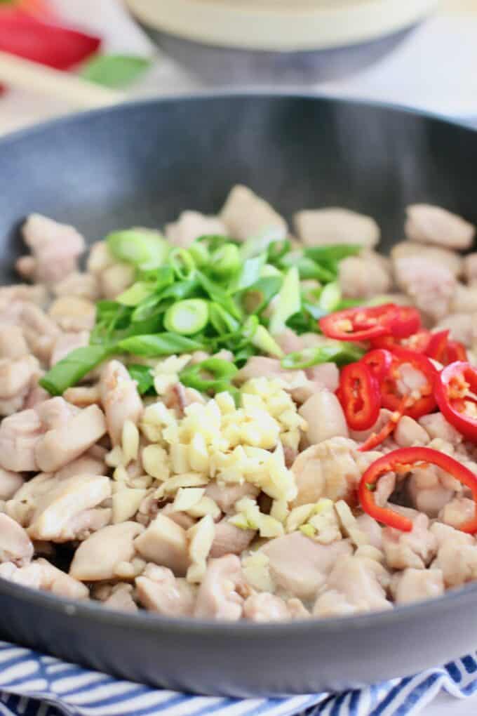 Thai Chicken spices in the pan