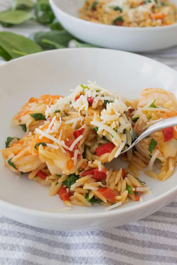 Tuscan Orzo & Shrimp Skillet Laughing Spatula