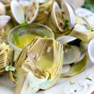 Steamed artichokes and clams