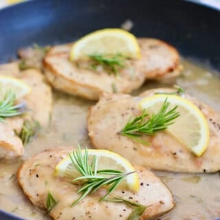 chicken cutlets in a delicate rosemary lemon sauce