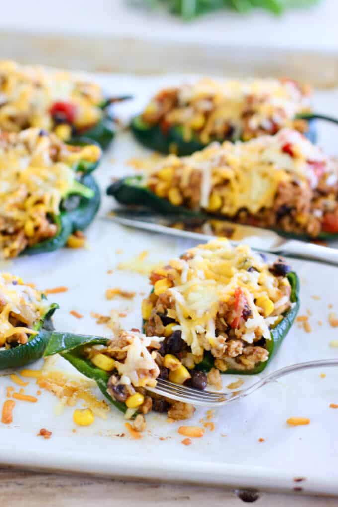 Stuffed Poblano Peppers ready to serve