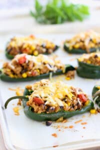 Stuffed Poblano Peppers on a sheet pan