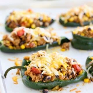 Stuffed Poblano Peppers on a sheet pan