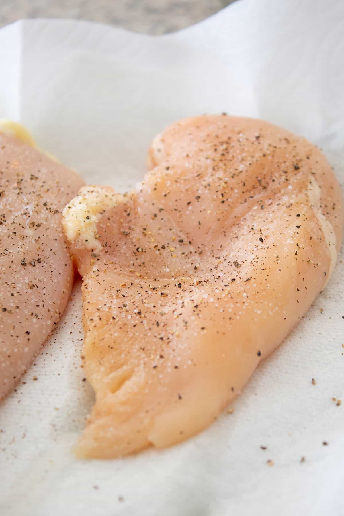 seasoned chicken breast with salt and pepper