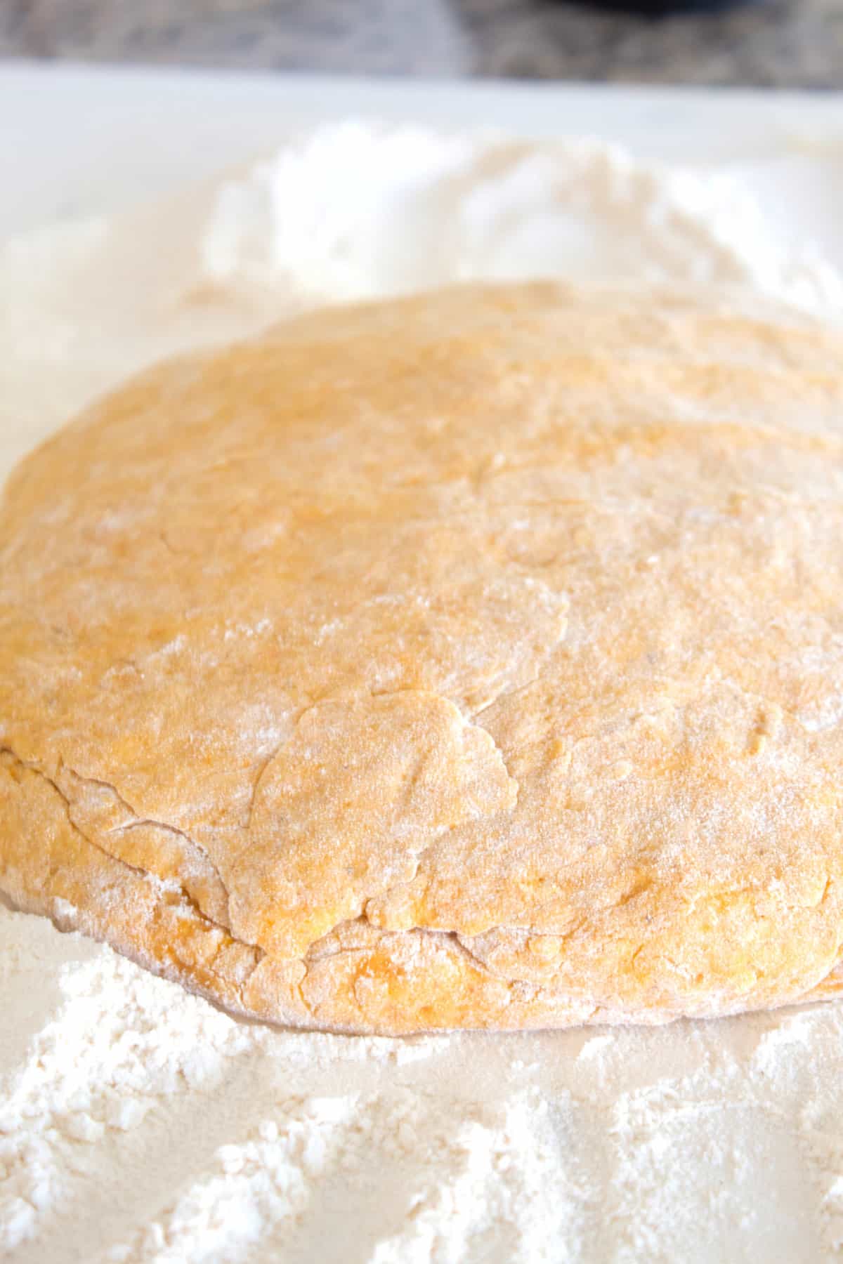 scone dough in a round