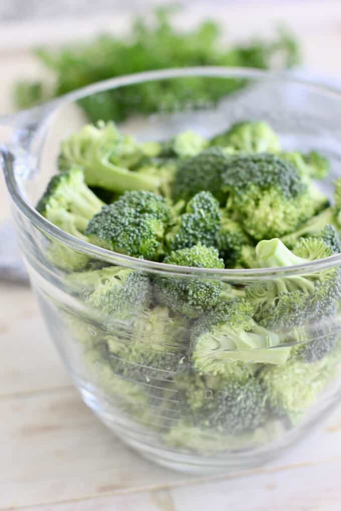 fresh broccoli cut in bite sized pieces