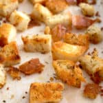 croutons on a baking sheet