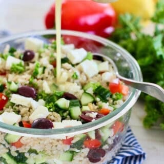 Rice salad with dressing