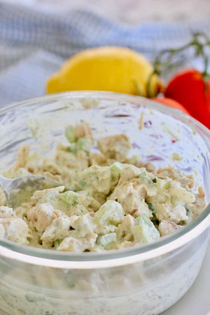 mix up healthy chicken salad and serve