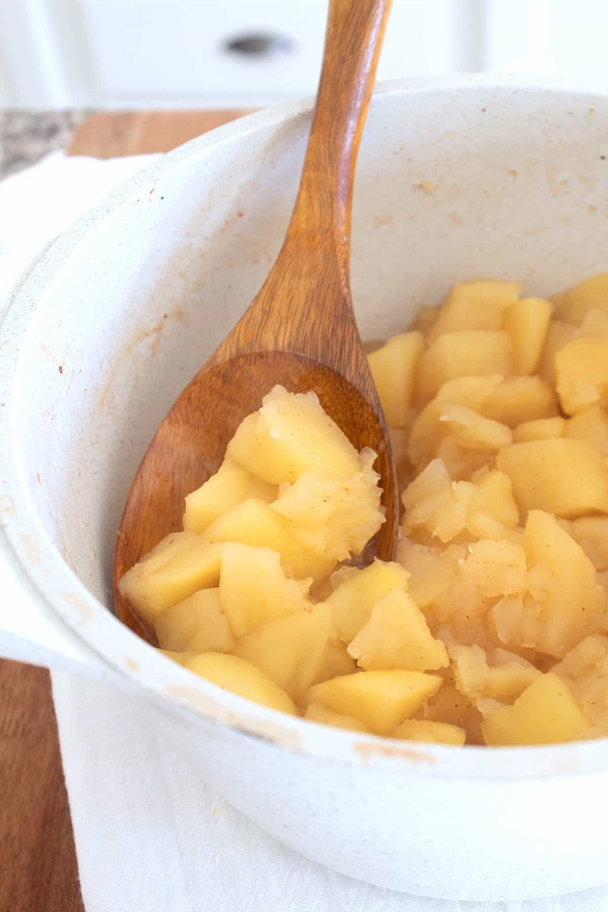 cooking apples in a pot