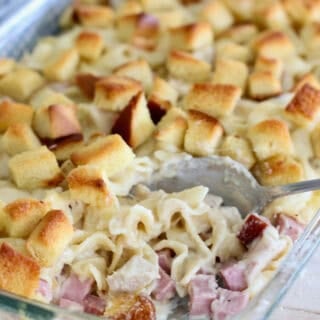 Chicken Cordon Bleu casserole with noodles