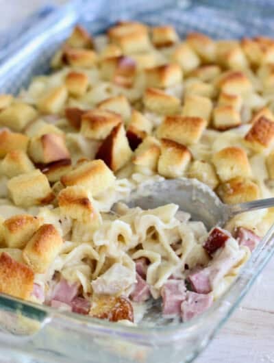 Chicken Cordon Bleu casserole with noodles