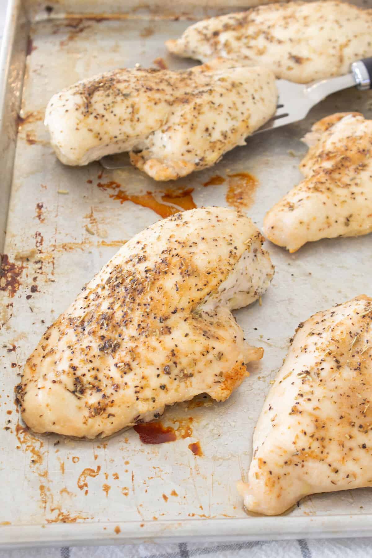 chicken breasts on sheet pan