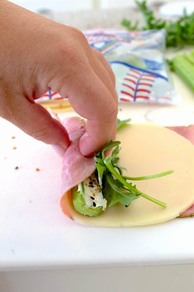 rolling up celery roll