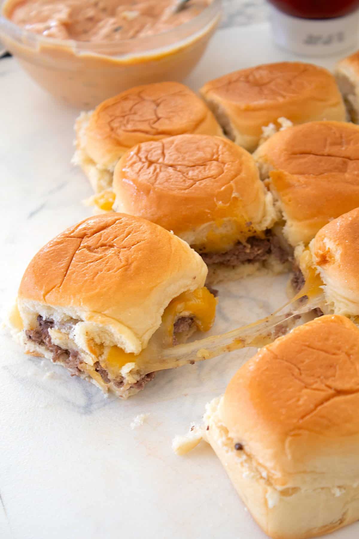 cheese pull oven baked sliders