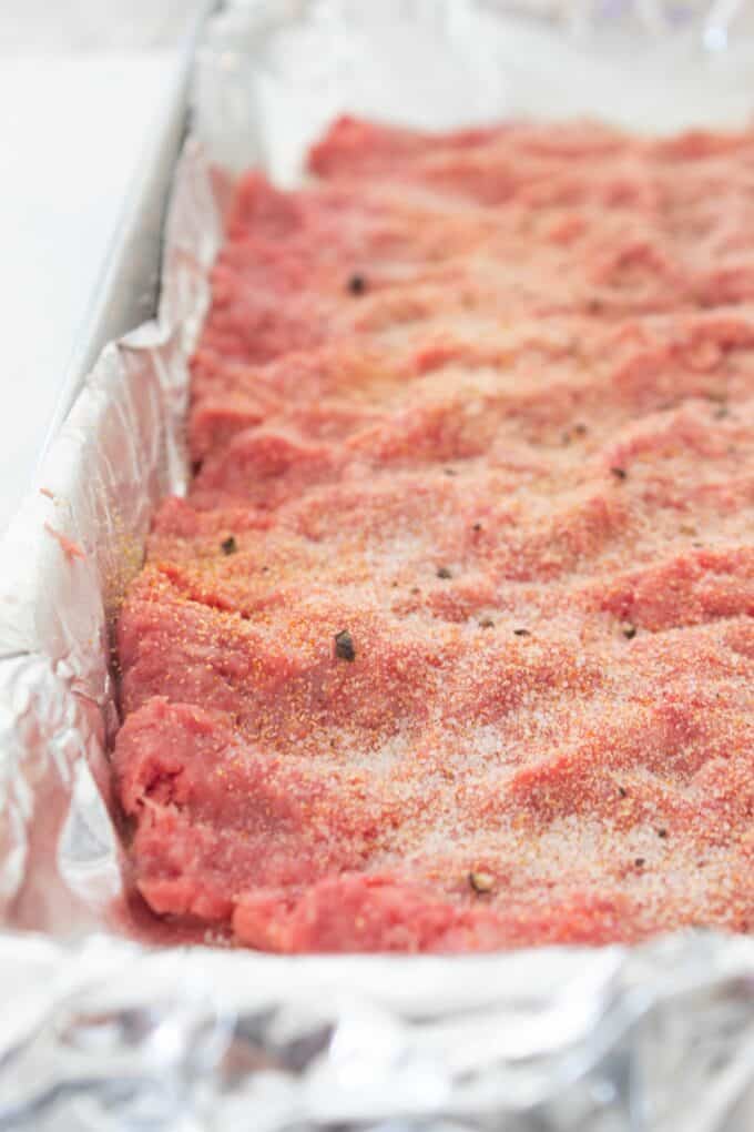 cheeseburger meat on a sheet pan