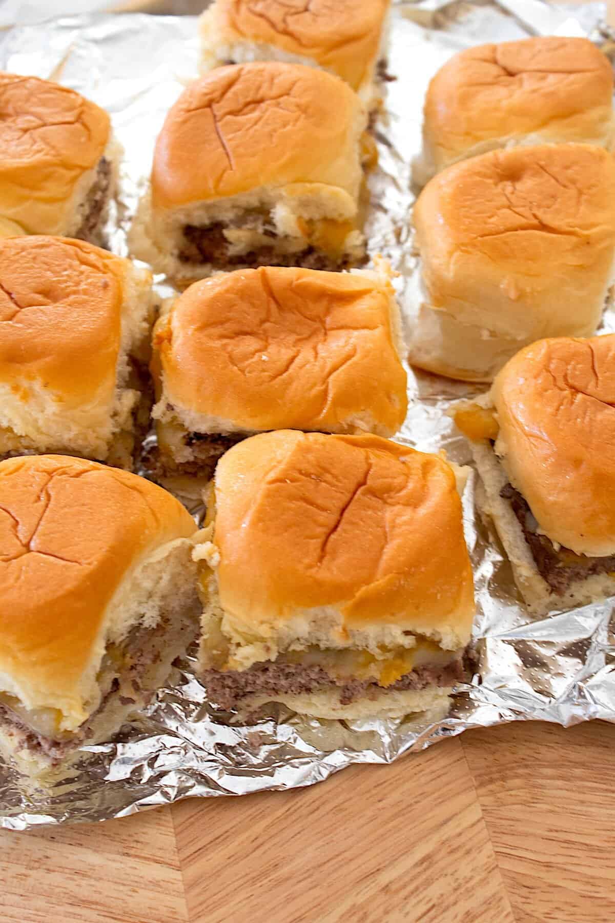 overhead view of oven baked sliders