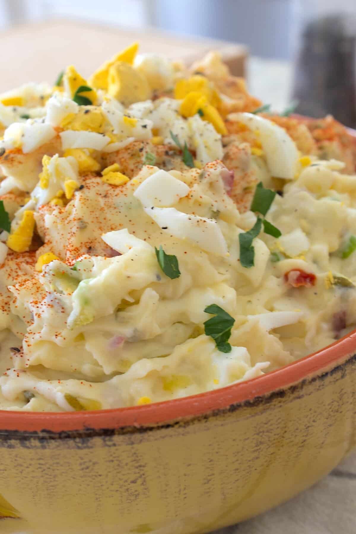 side view of mashed potato salad