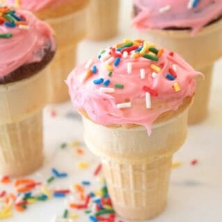 overhead view of cupcake cones