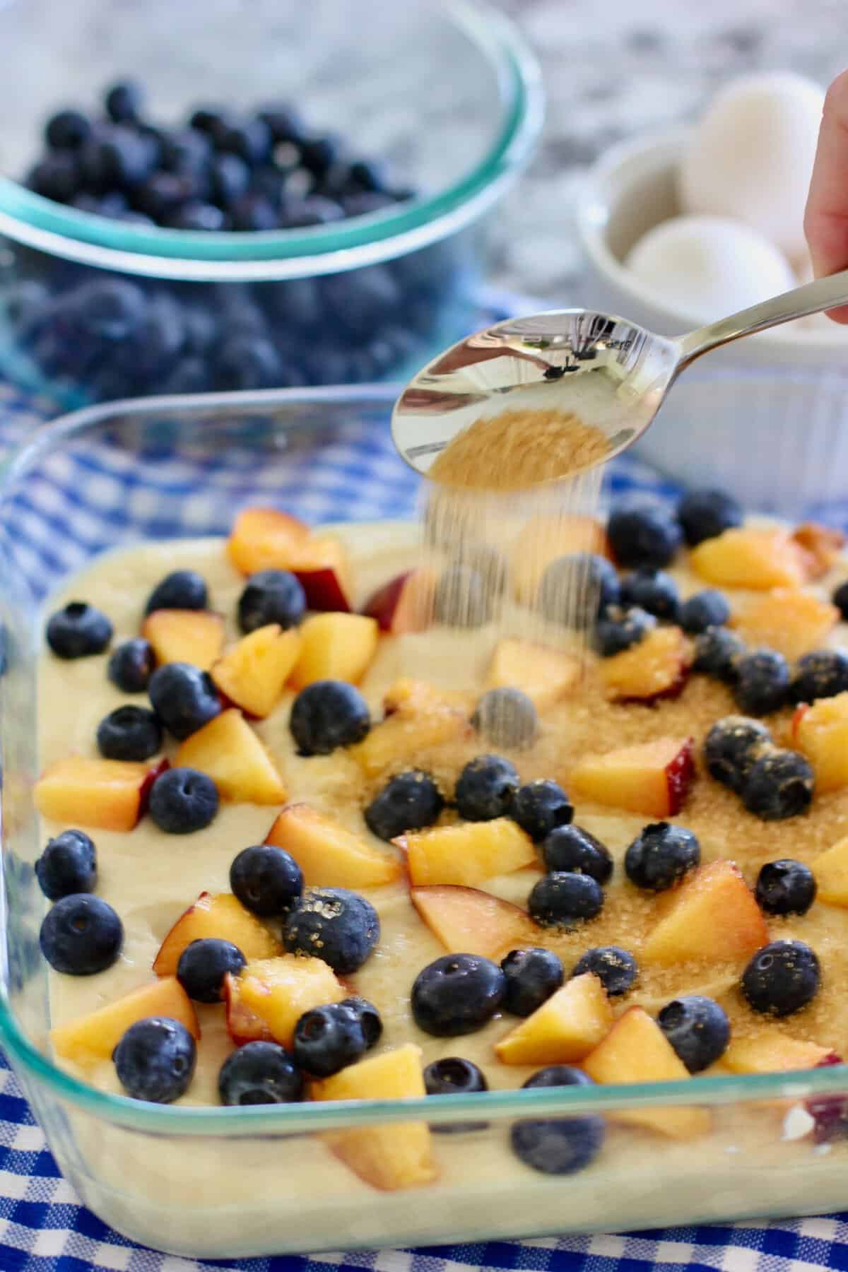 Fresh fruit on yogurt cake