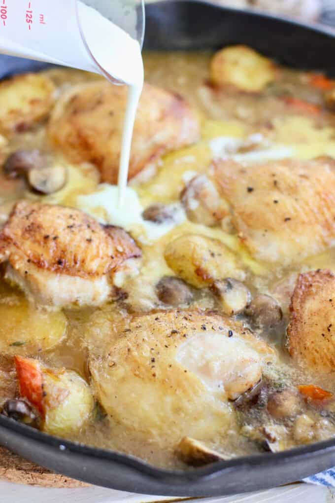 add cream to the skillet for French Chicken 