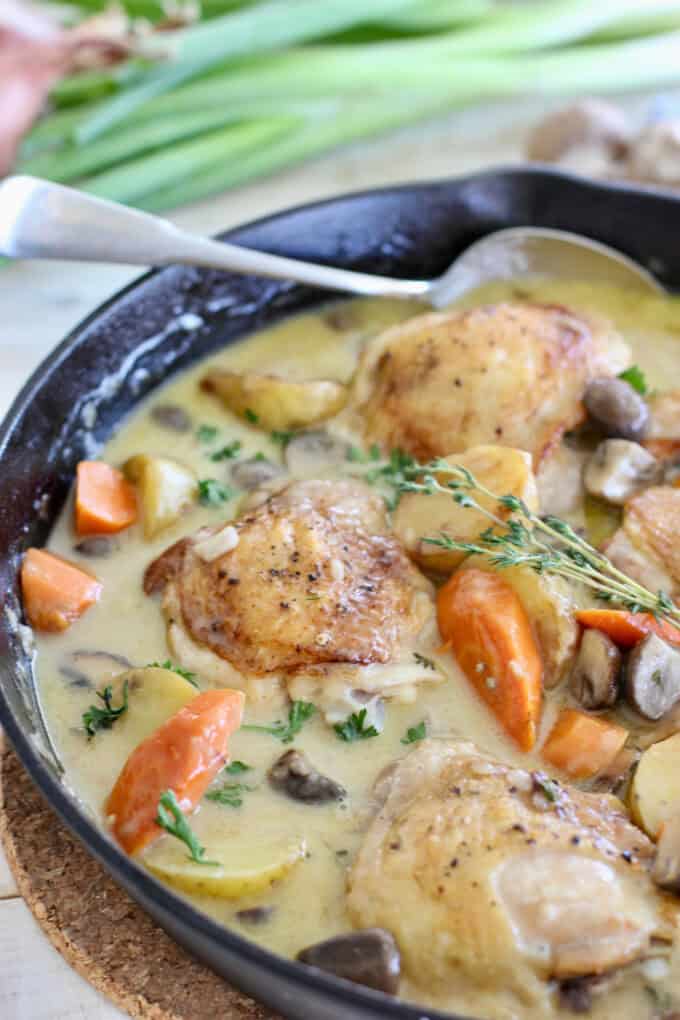 French Chicken Stew cooked in one pan