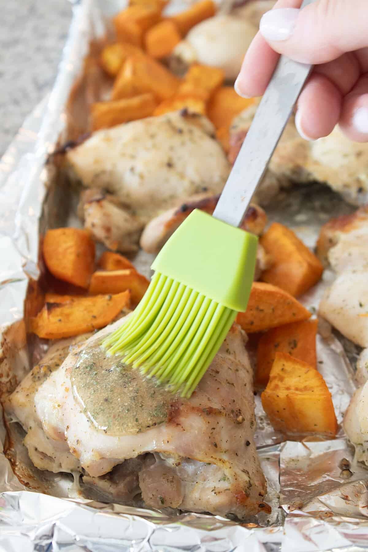 brushing fully cooked chicken