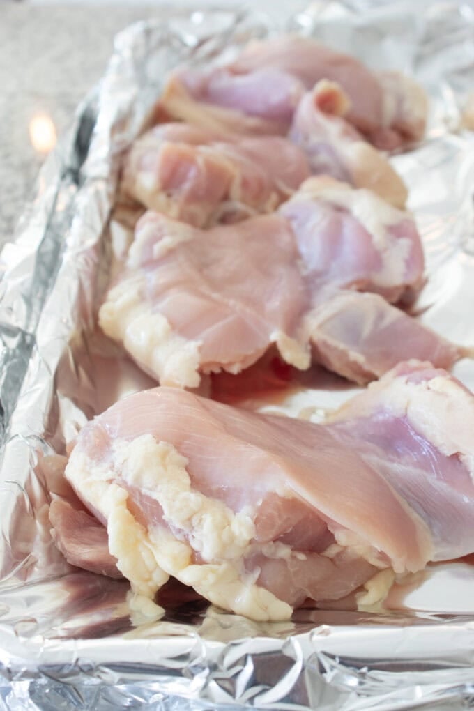 chicken thighs on a sheet pan