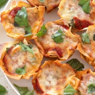 overhead view of lasagna cup
