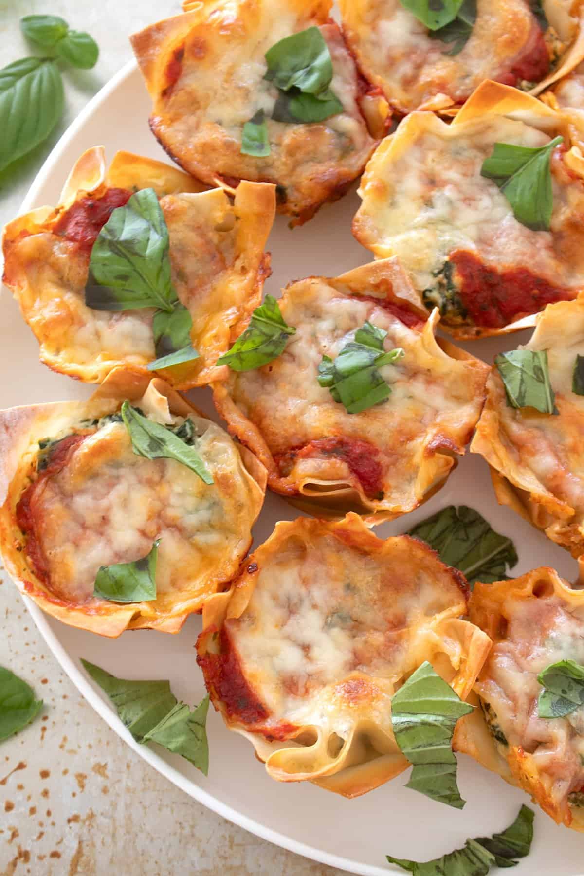 overhead view of lasagna cup