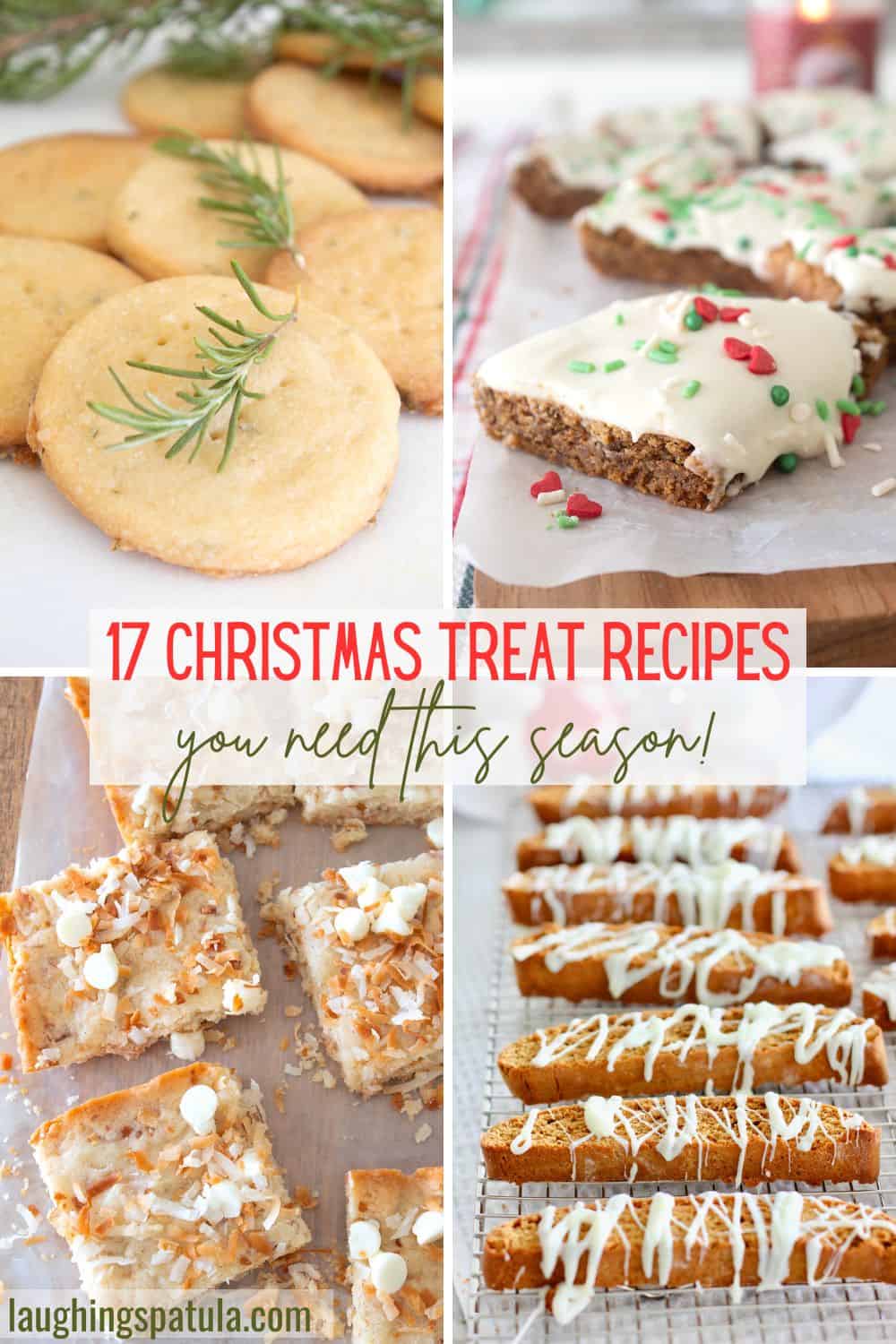 christmas treat pinterest pin showing 4 recipes