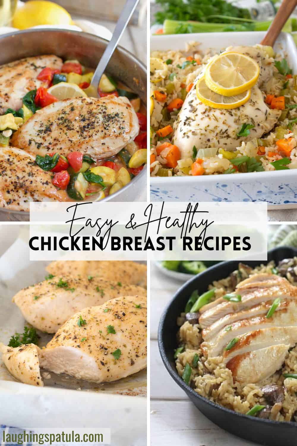 easy chicken breast recipe collage with text