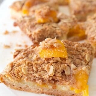 front view of peach pie bars