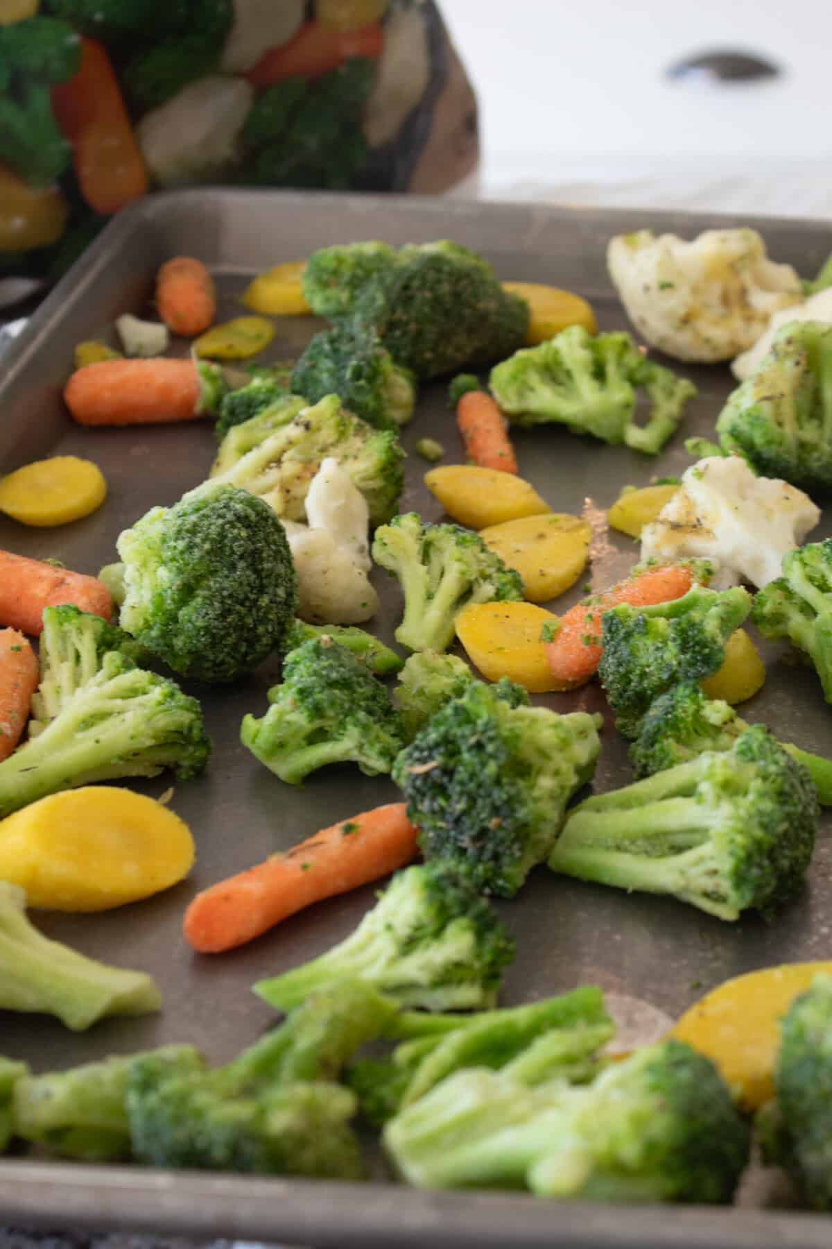vegetables on a sheet pan