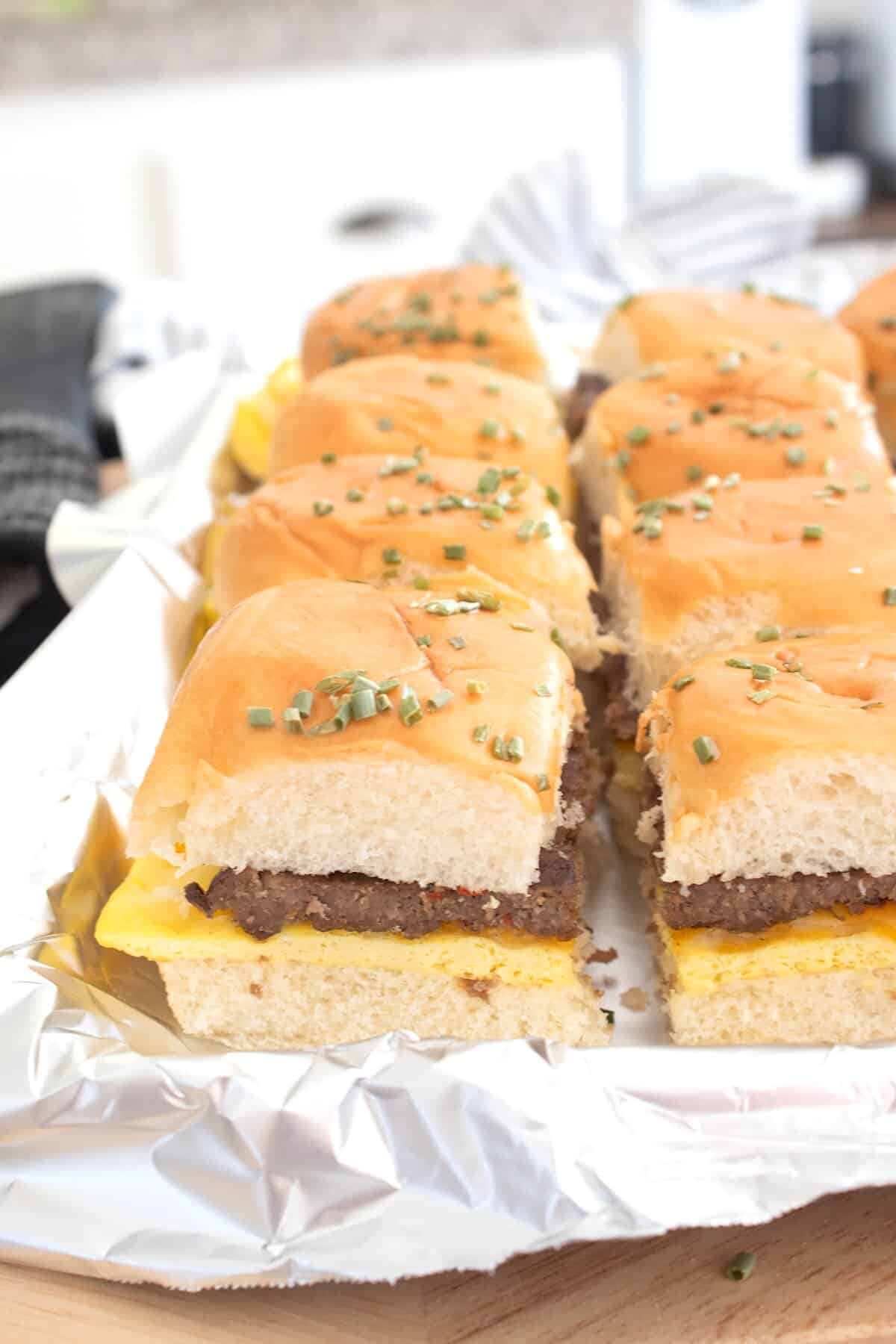 sheet pan with breakfast sliders