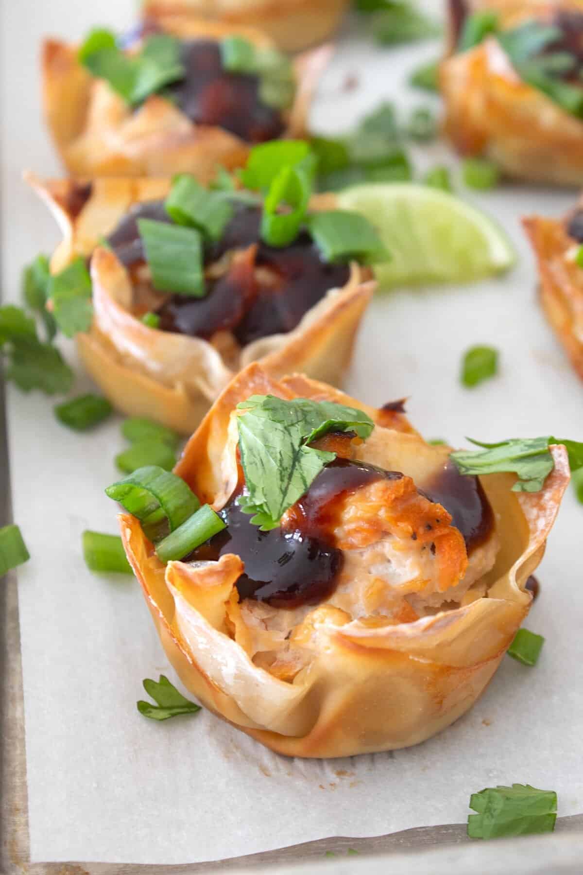 close up of banh mi appetizer cups