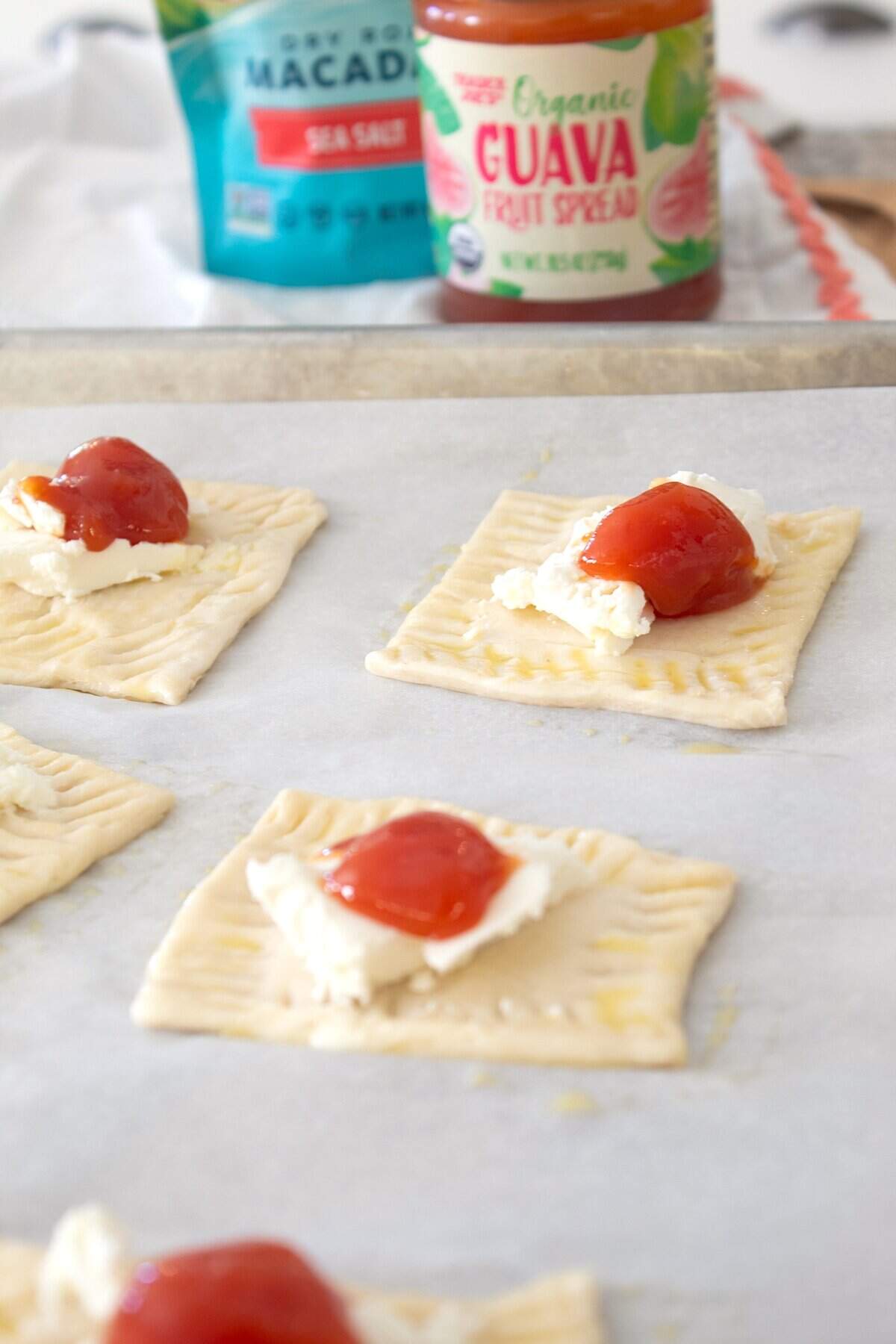 goat cheese puff pastry tarts before baking