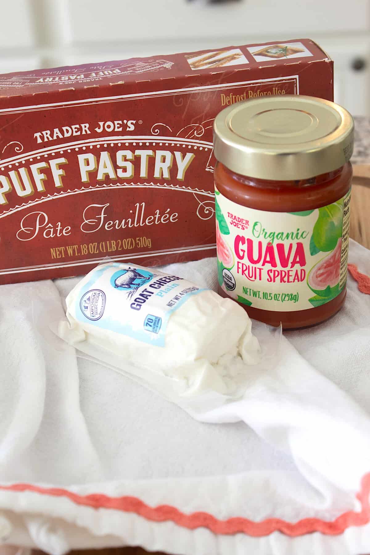 ingredients for goat cheese puff pastry tarts