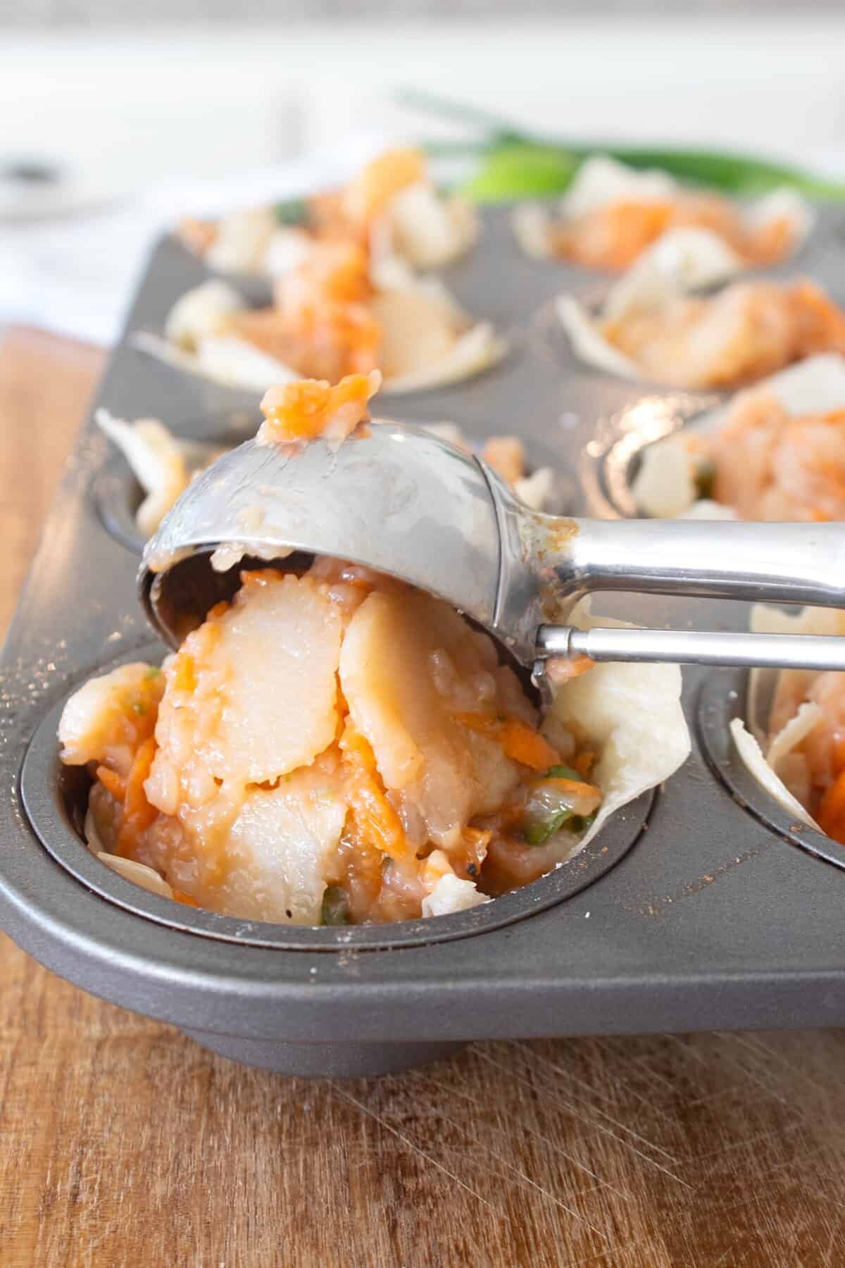 scooping banh mi bites