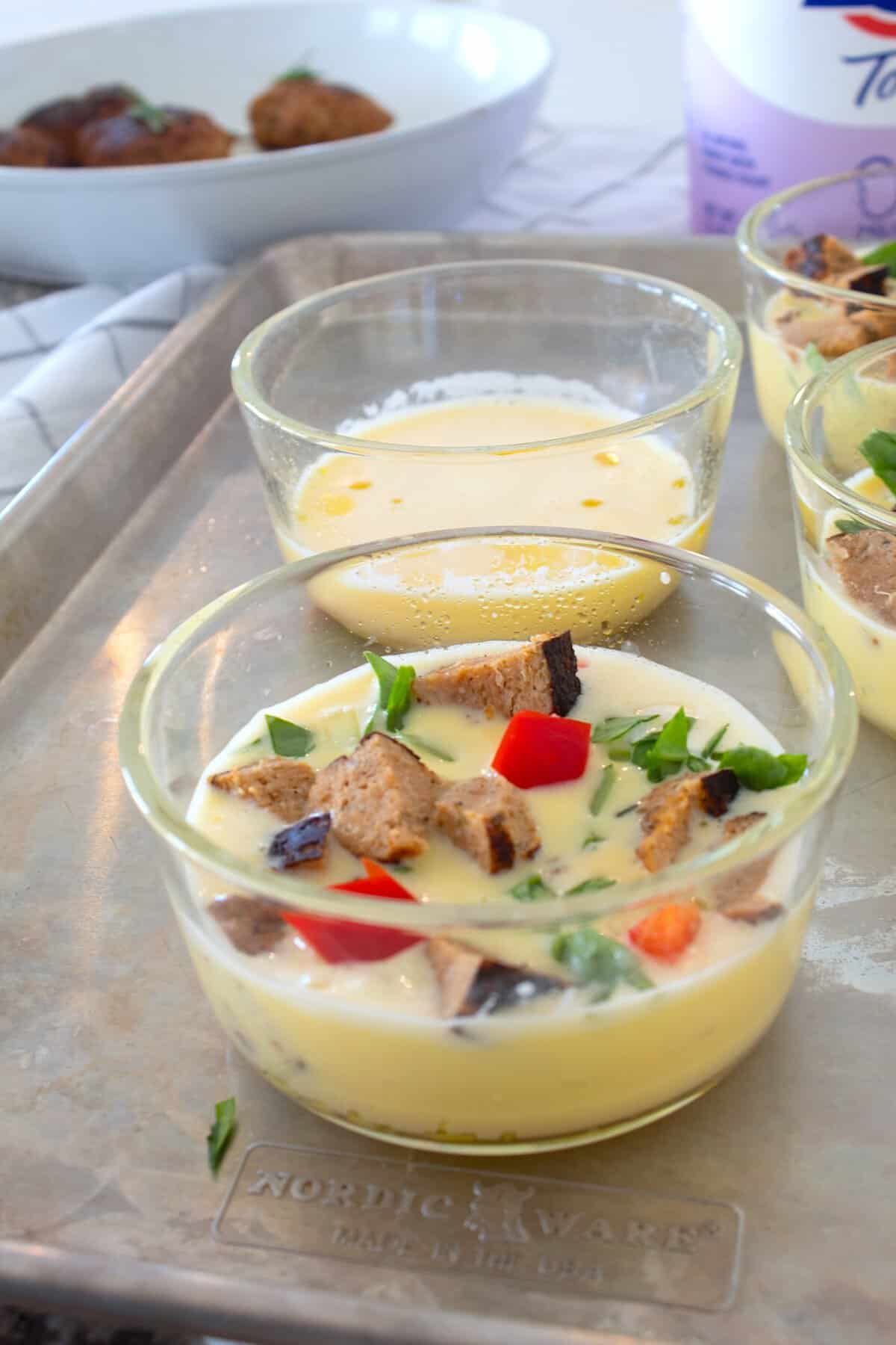 egg bowls with vegetable ingredients