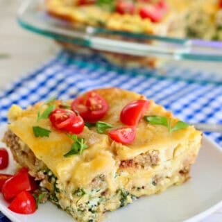 making breakfast lasagna.