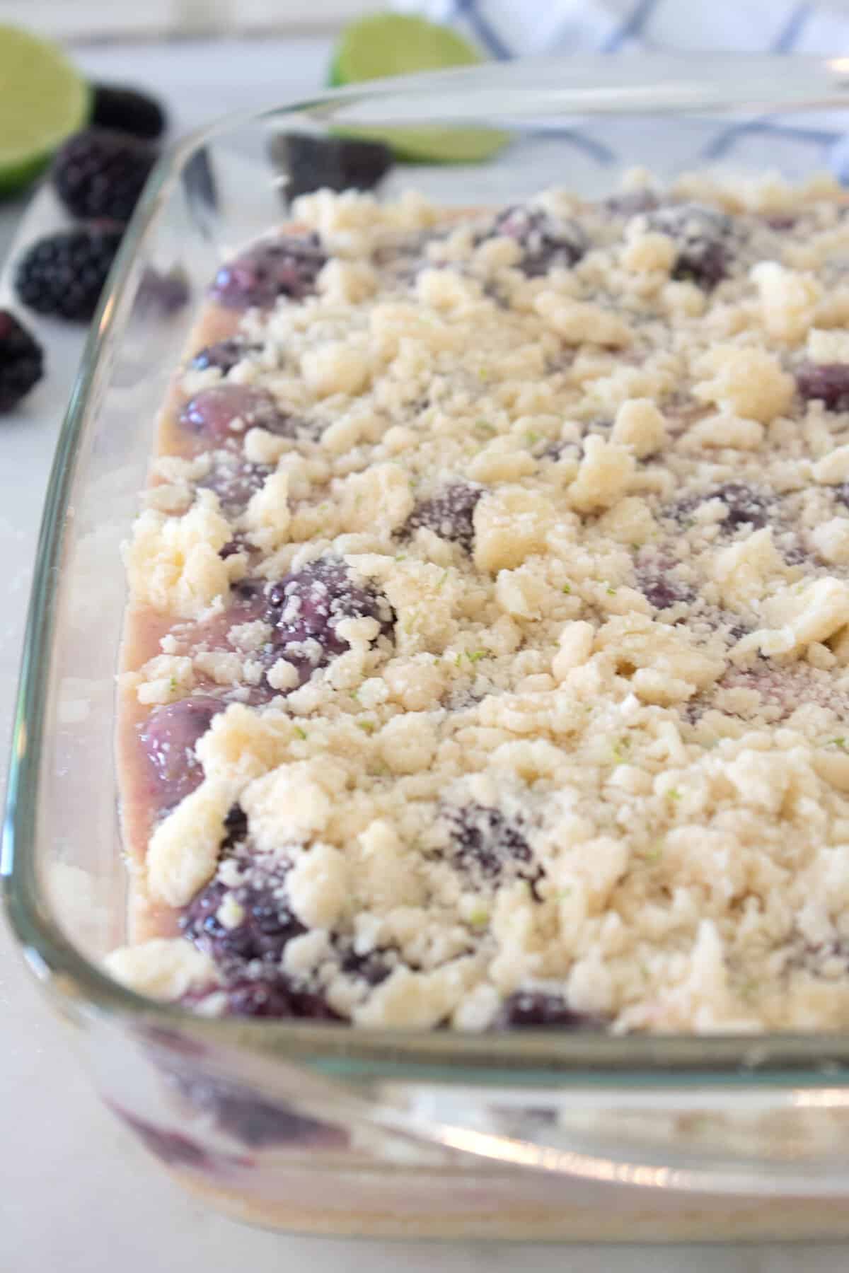 pie bars in a pyrex dish