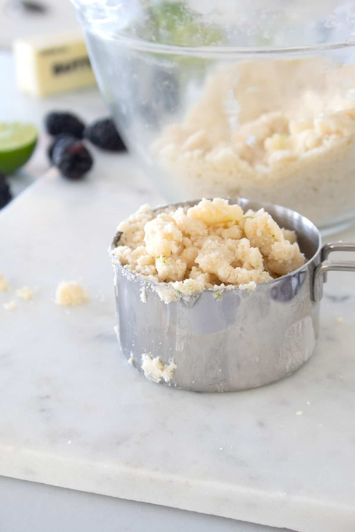 crumb dough in a cup