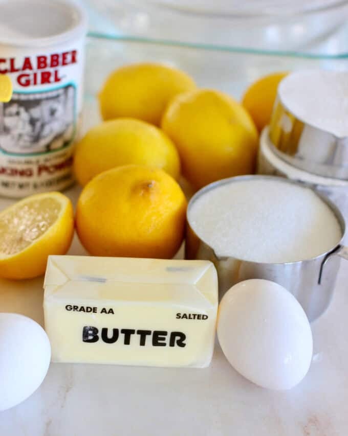 Fresh ingredients for lemon cake