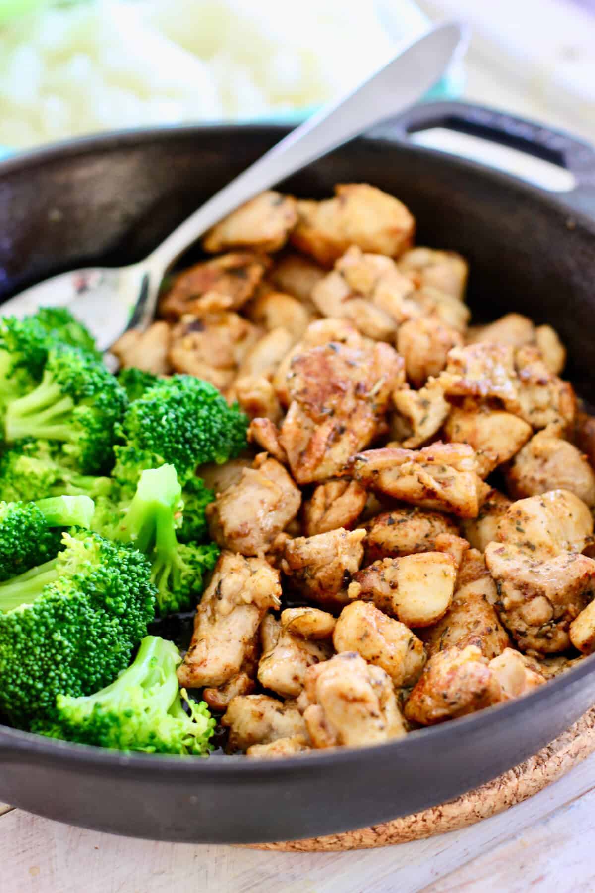 Chicken and broccoli in one skillet