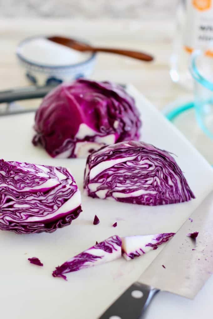 how to slice cabbage for pickling.