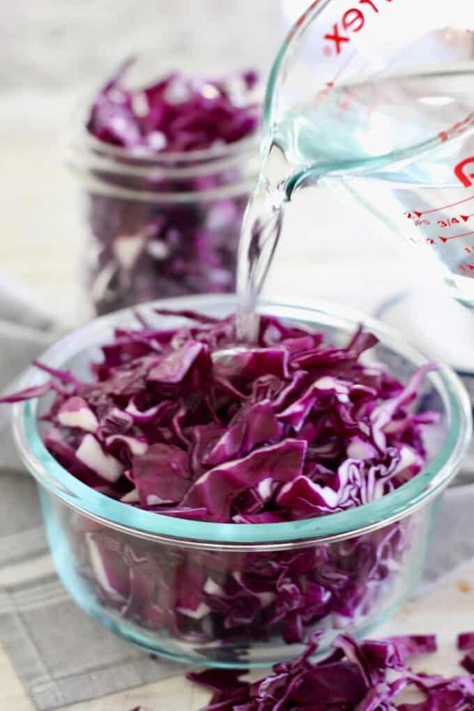 use any size glass container for pickling cabbage