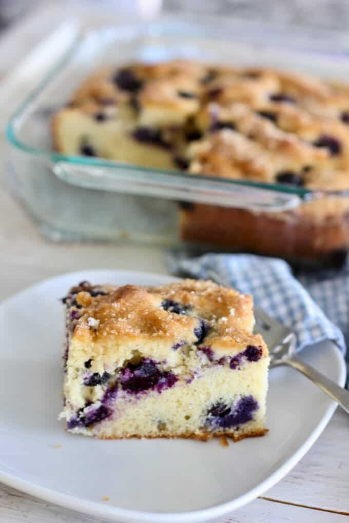 a slice of blueberry cake