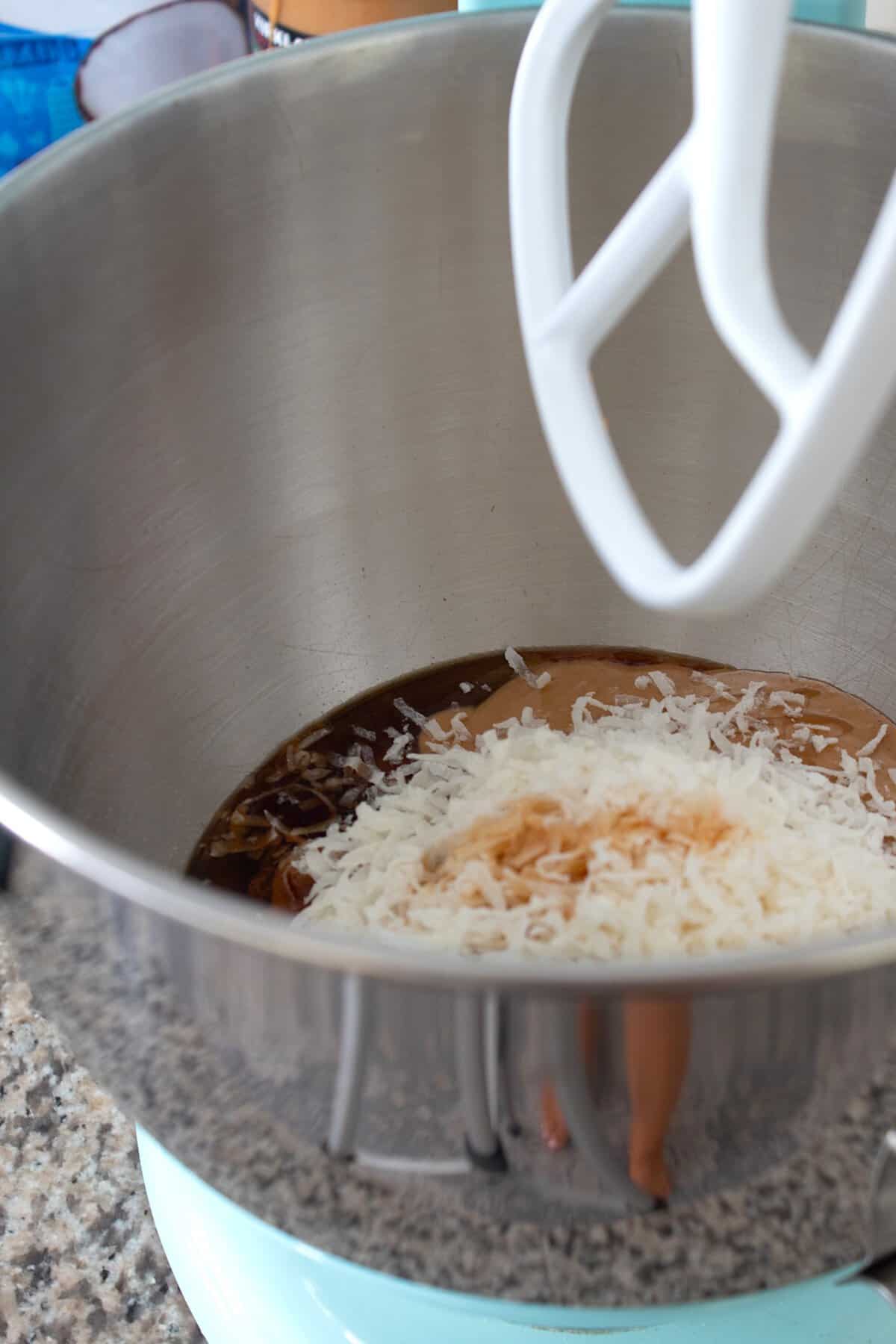 ingredients in a mixer